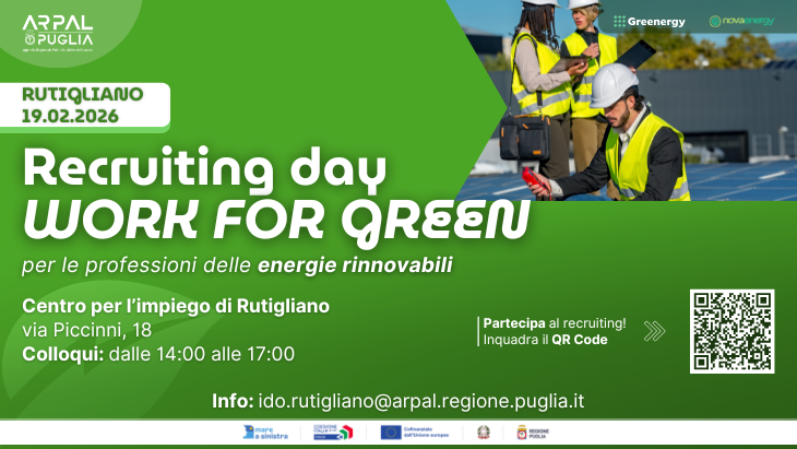 Recruiting day WORK FOR GREEN presso il Centro per l'Impiego di Rutigliano, 19/02/2026